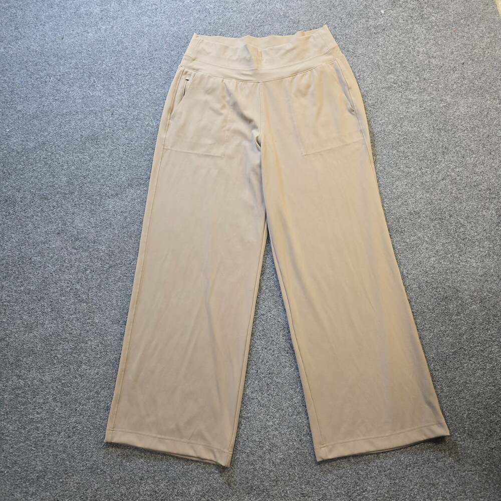 Athleta Pants Womens Size Large Beige Tan Wide Leg Pull On Pockets Athleisure